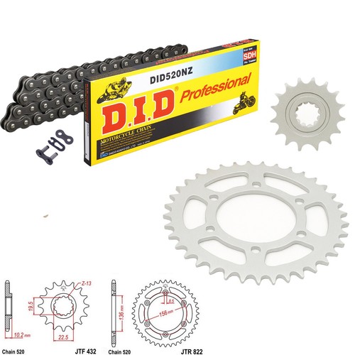Dr250 chain and sprocket kit - and,